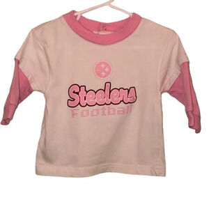 NFL Team STEELERS Football Sz 12M Pink & White Long Sleeves Cotton Infant Girl